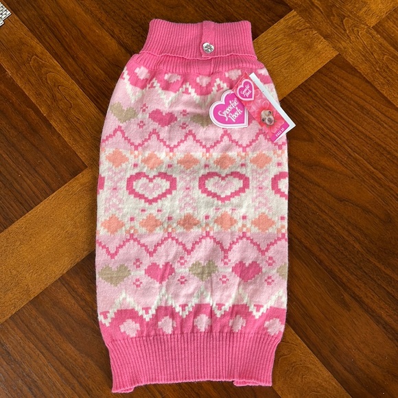 Smoochie Pooch Dog Nwt Smoochie Pooch Pink Heart Dog Sweater Size L